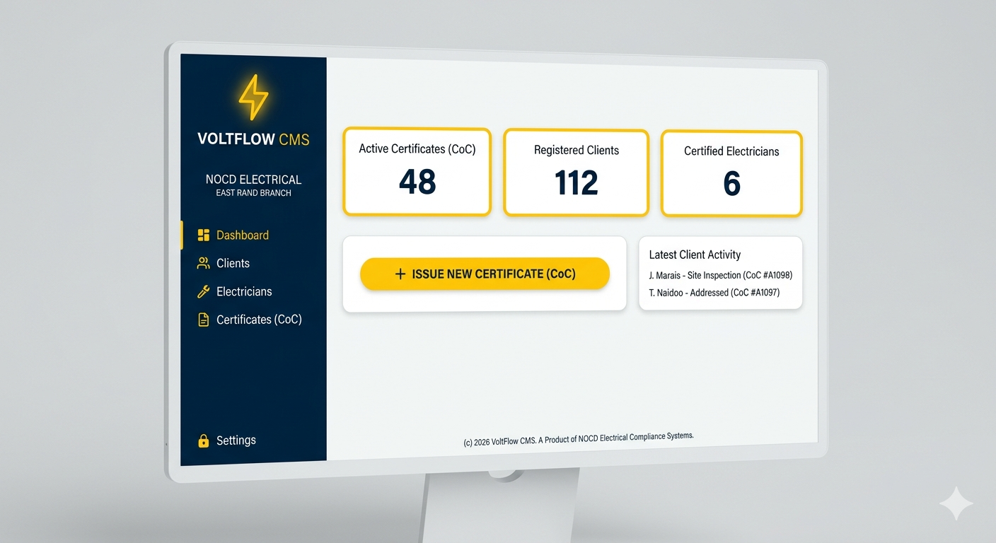 VoltFlow CMS Dashboard Mockup